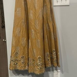 Carole Little Tan Embellished A-Line Skirt